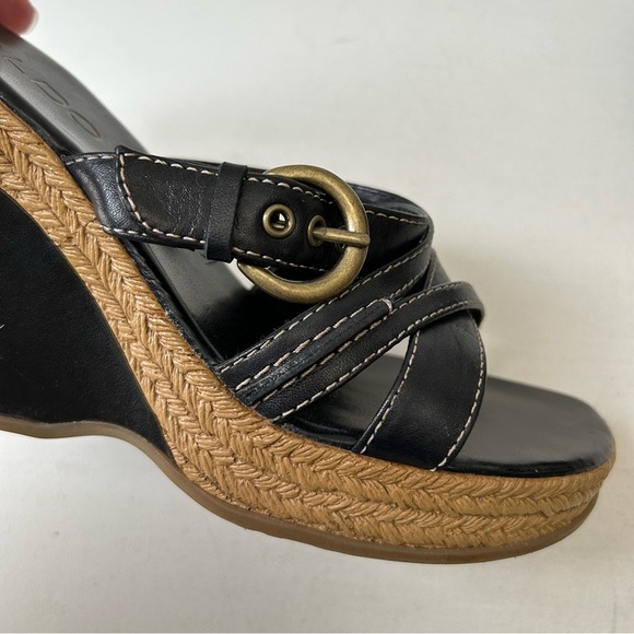 Aldo Black Strappy Wedge Sandals with Espadrille Detail Size 37 - Picture 14 of 16